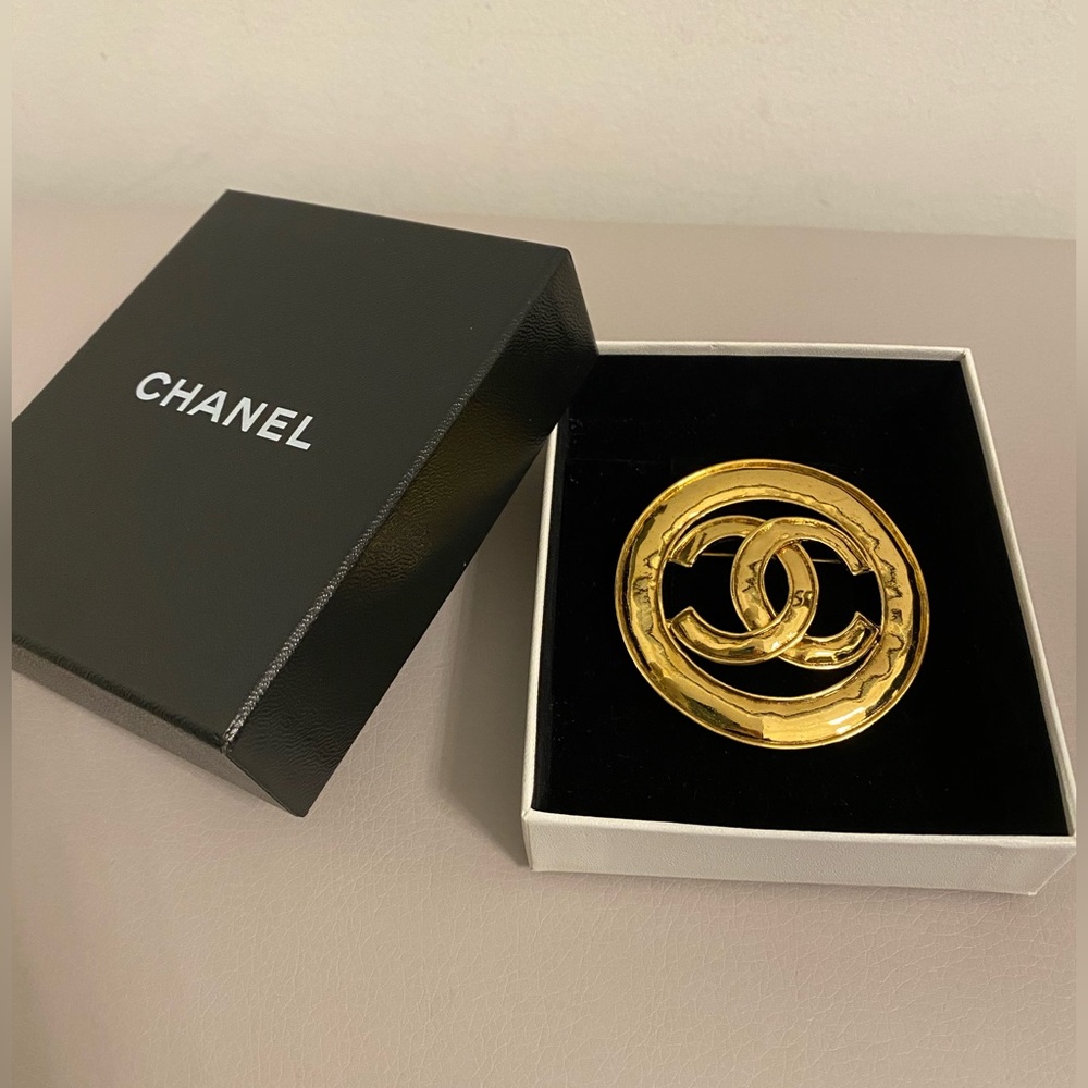 Vintage Chanel CC Logo Brooch, Big Size